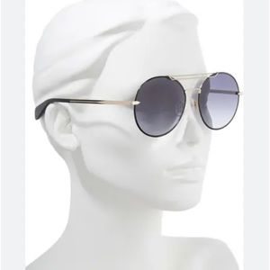 NEW🕶️RAG and BONE 59mm Round Metal Aviator Sunglasses Gold and Black